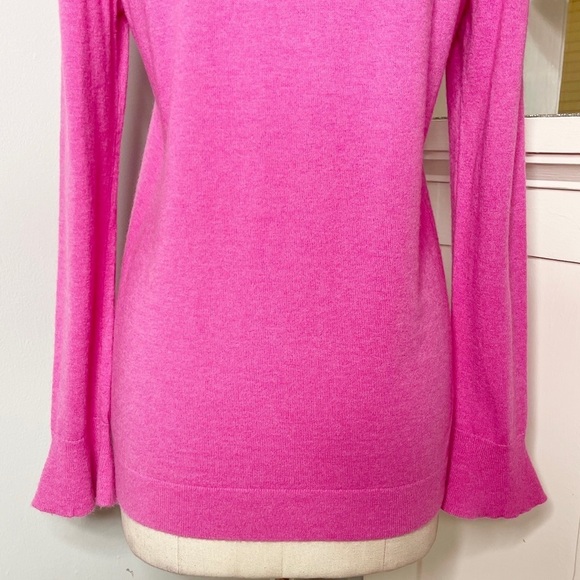 Talbots Pink Lambswool Crewneck Flutter Sleeve Sweater Small - Picture 8 of 11